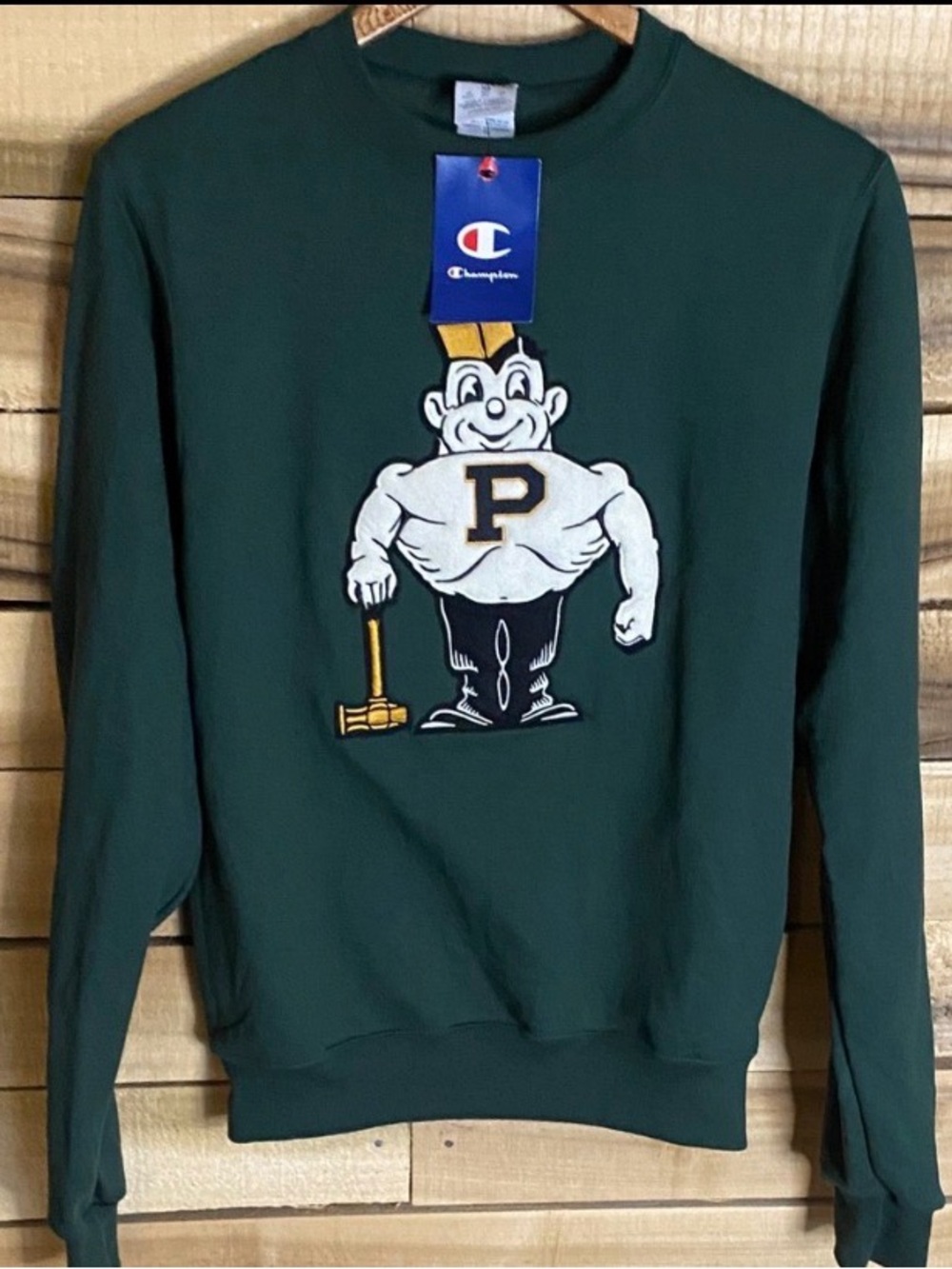 NWT Champion Purdue Pete Purdue University  Green Men's Crewneck Sweatshirt XS